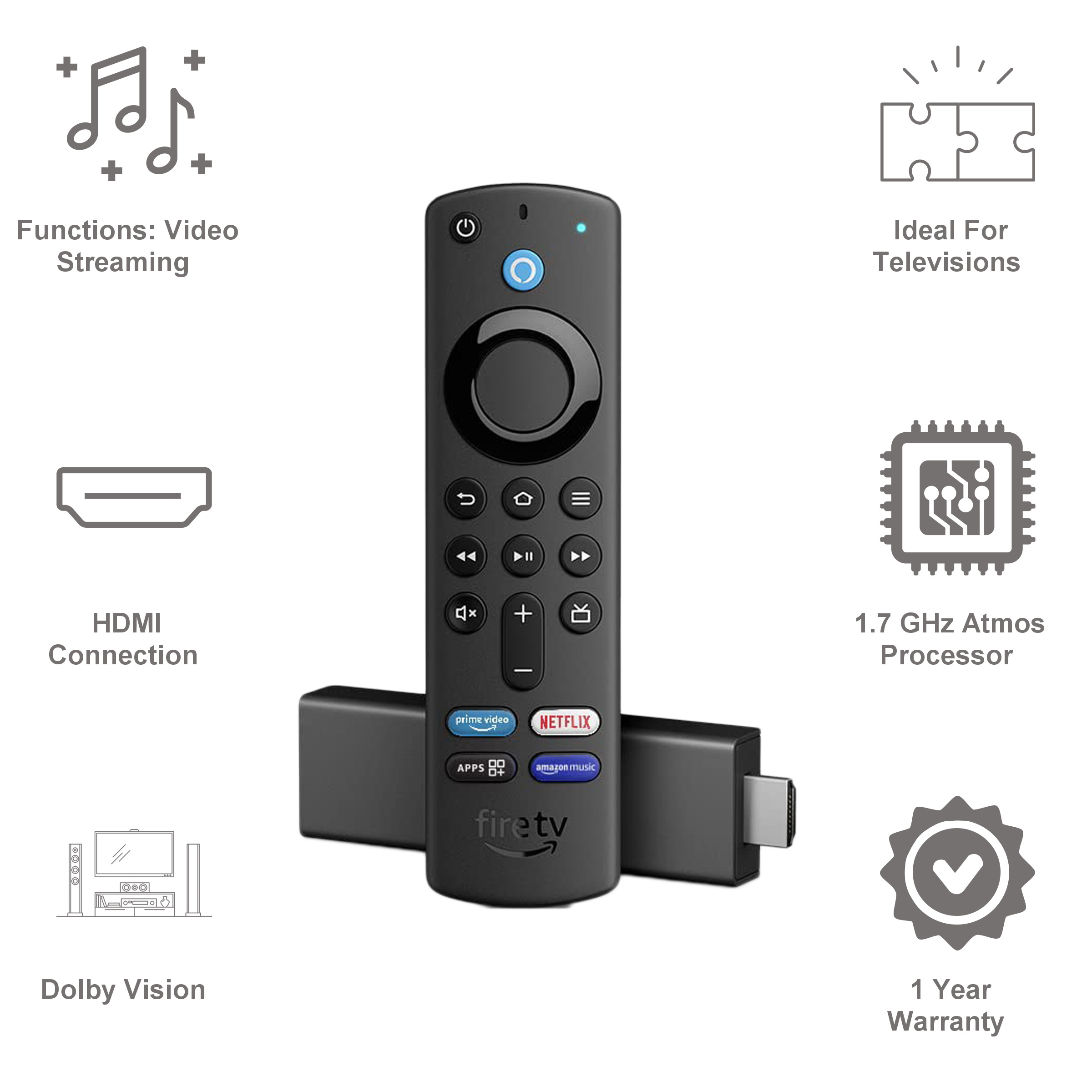 Buy Amazon Fire Tv Stick 4k With Alexa Voice Remote 3rd Gen Dolby Vision And Atmos Support